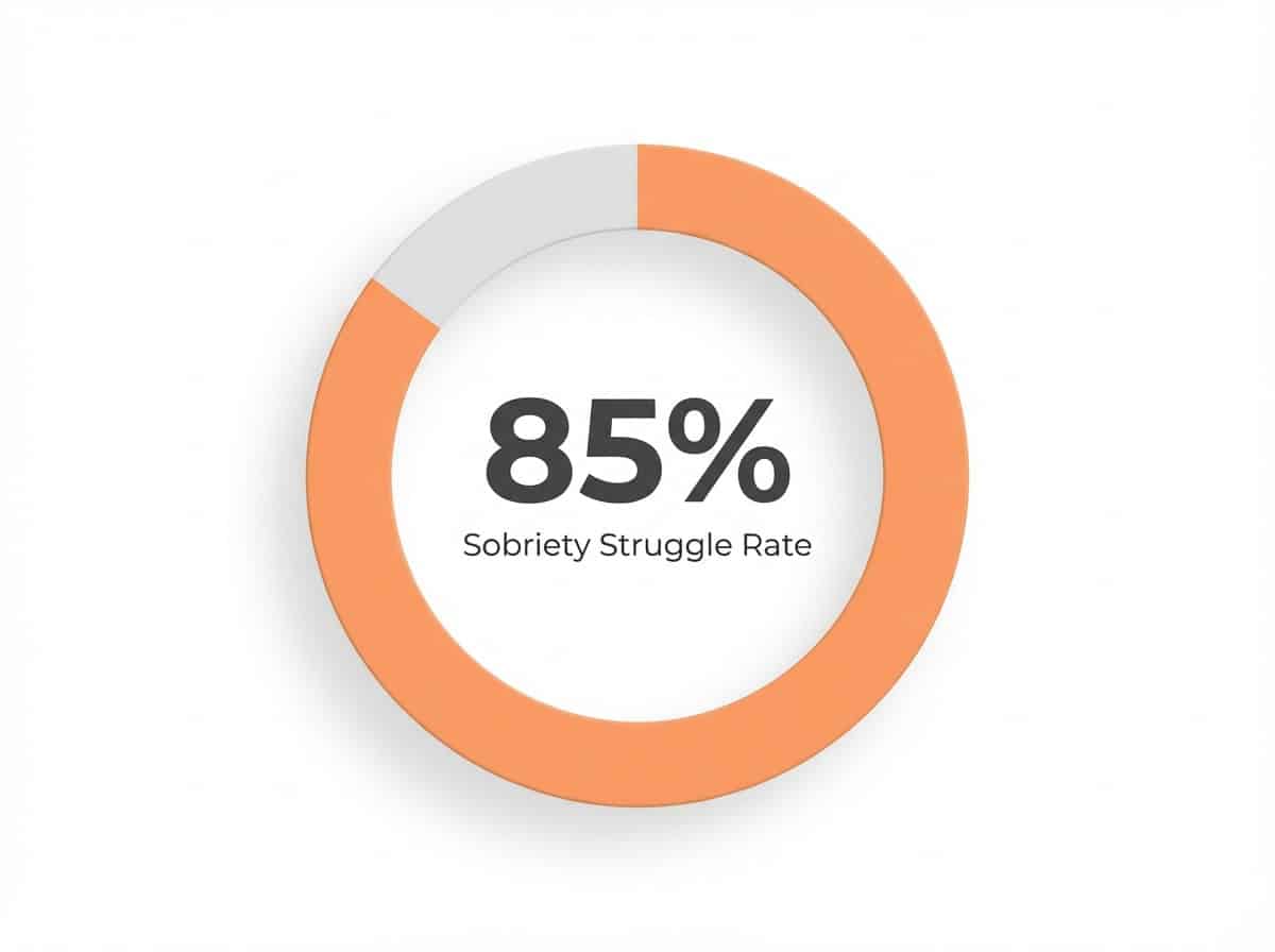 Infographic showing Sobriety Struggle Rate Without Aftercare: 85%