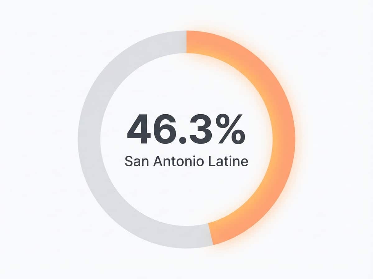 Infographic showing Hispanic/Latine population in San Antonio: 46.3%