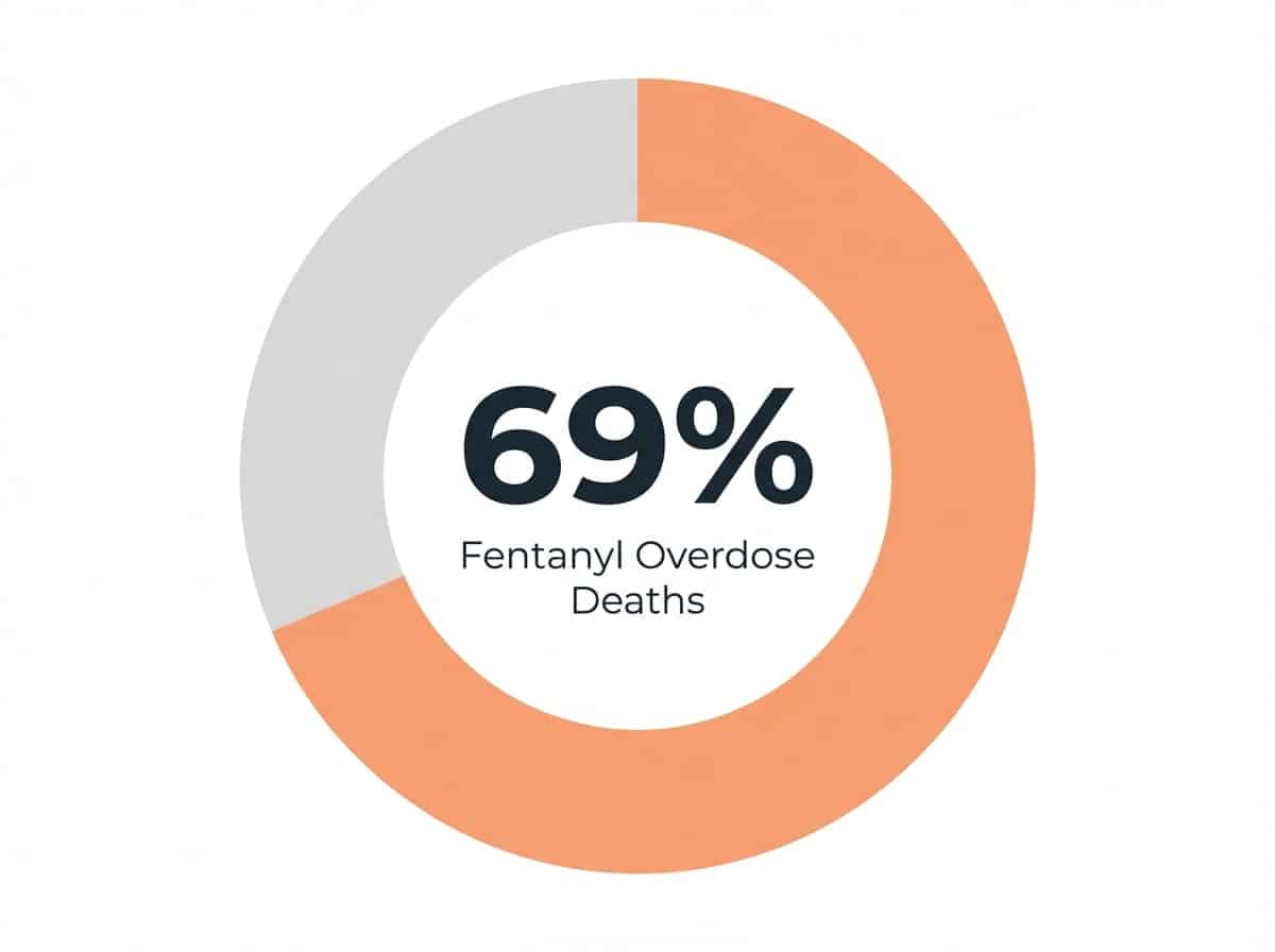 Infographic showing Fentanyl Involvement in Overdose Deaths (since 2019): 69%