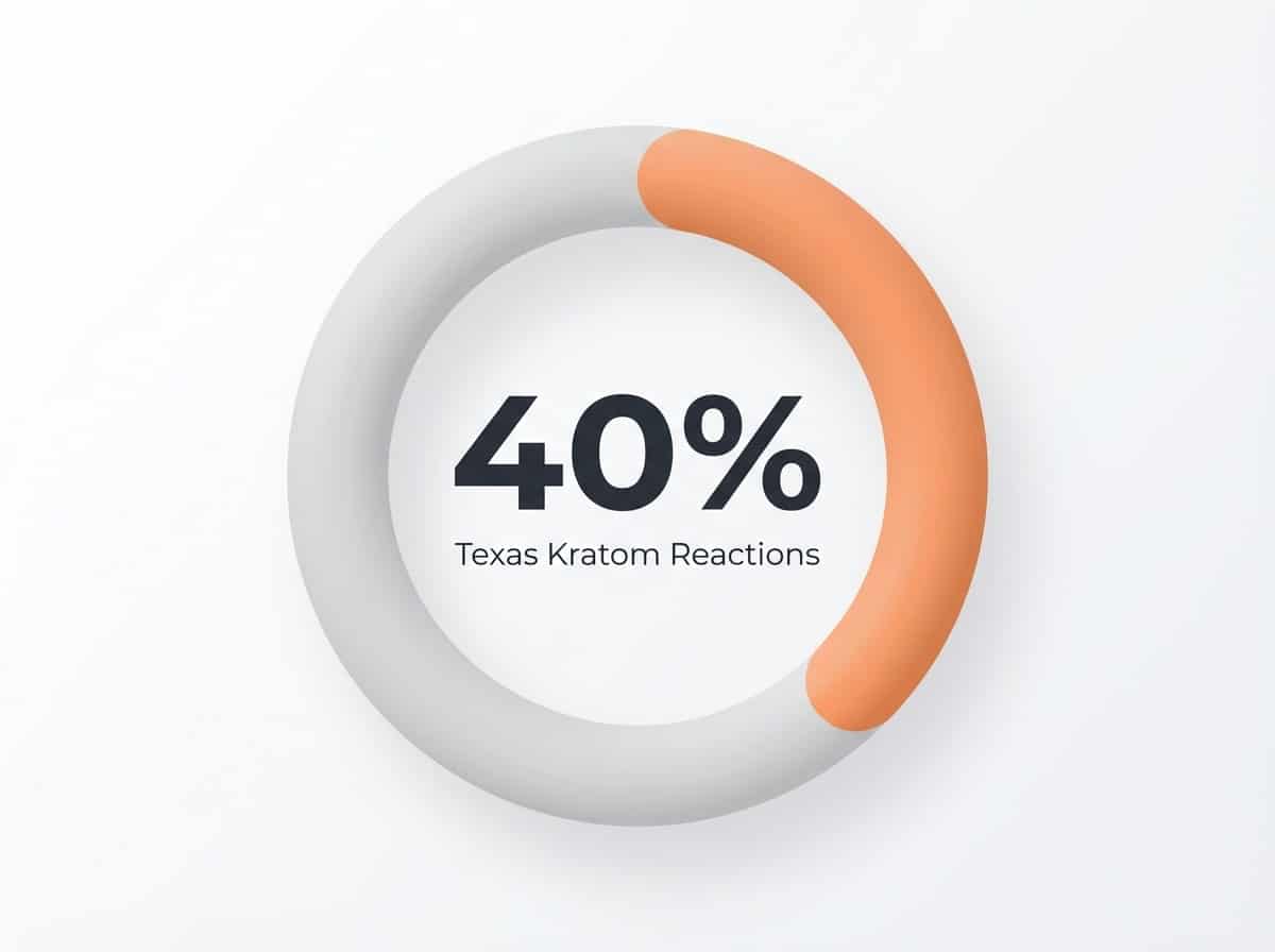 Infographic showing Texas Kratom Poison Control Calls with Severe/Moderate Reactions (2019-2024): 40%