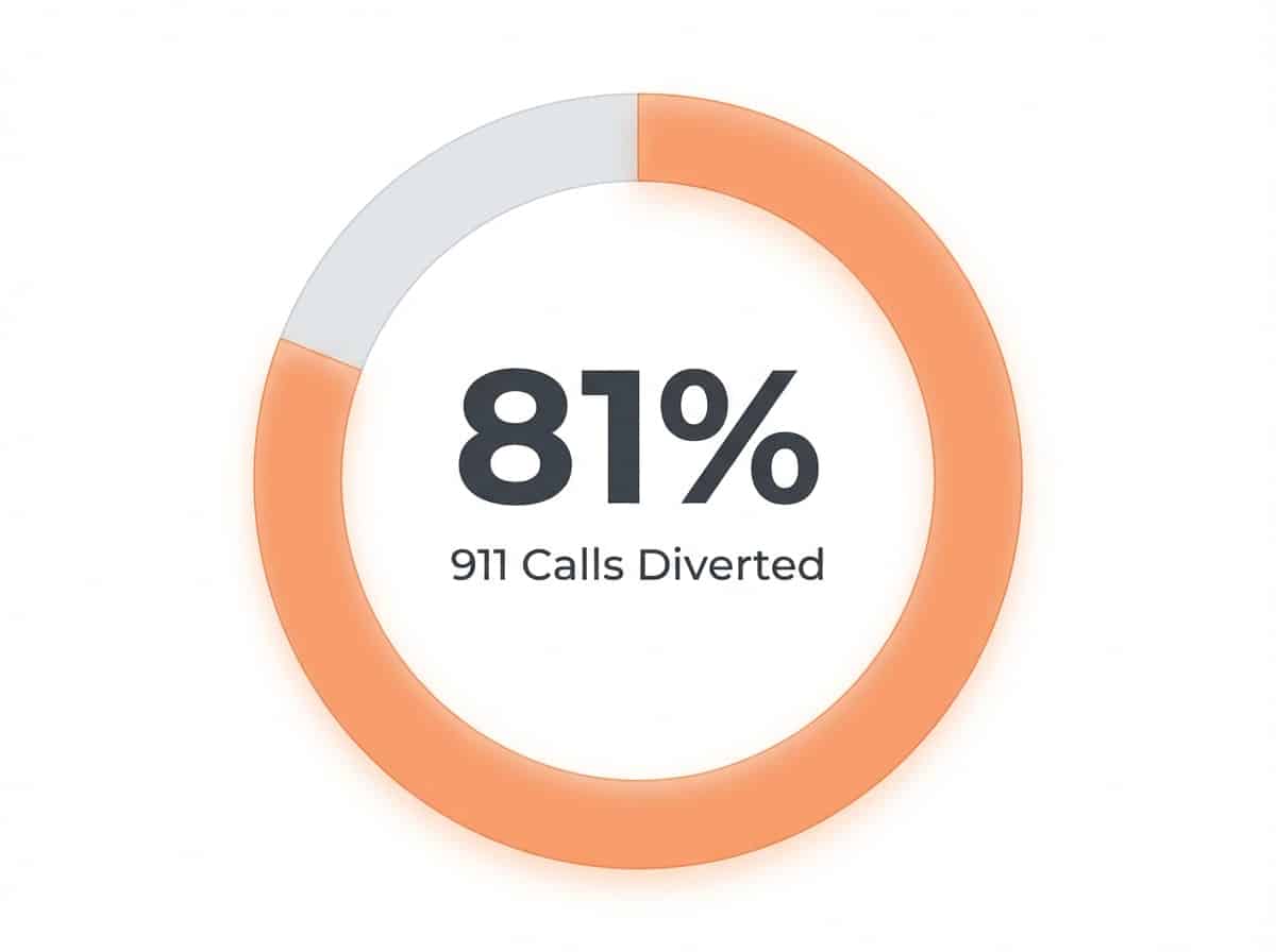 Infographic showing 911 Calls Diverted from Police Response by Integral Care (Austin, Sep 2021-Aug 2022): 81%