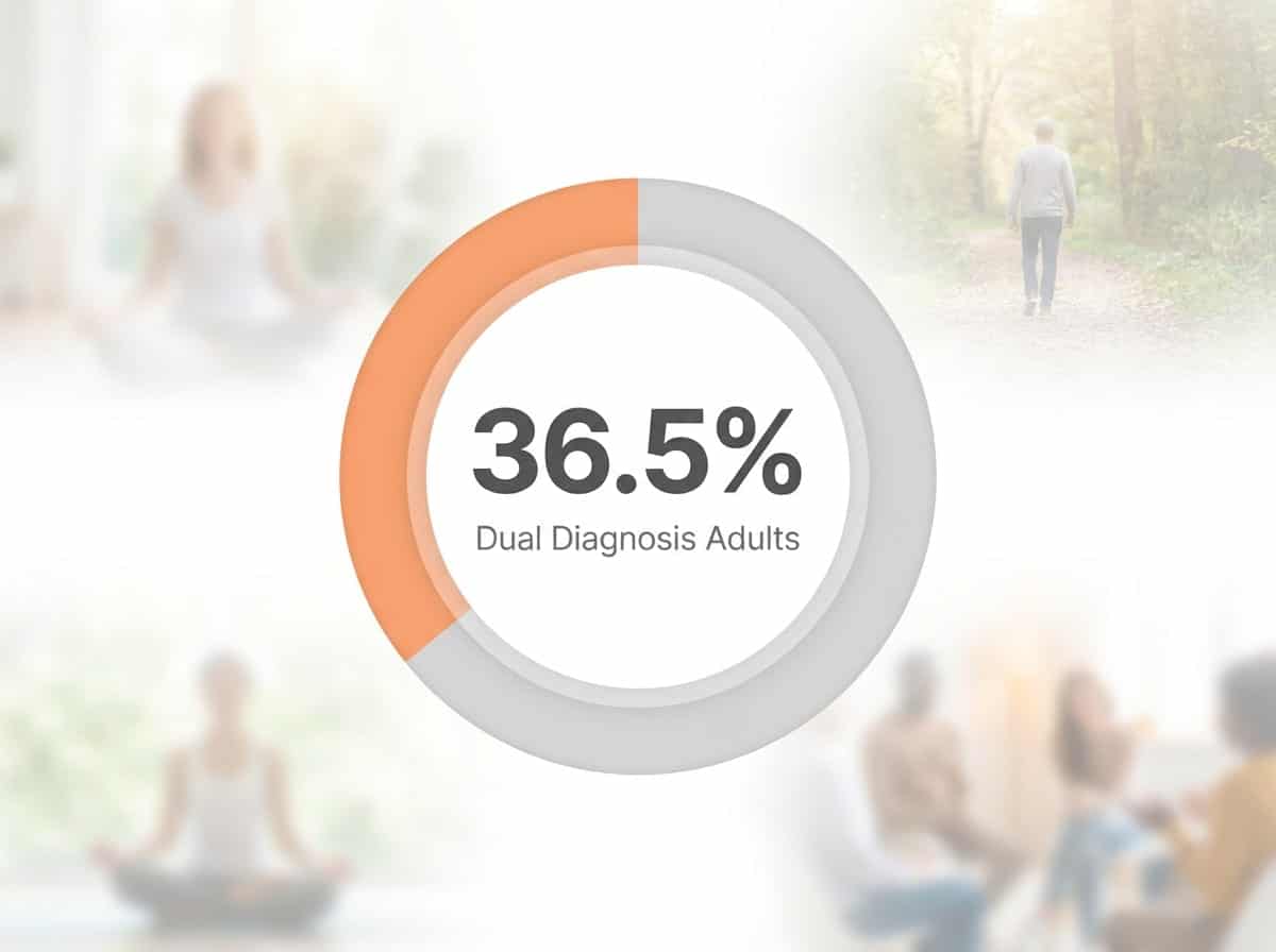 Infographic showing Adults with Substance Use Disorders who have a Dual Diagnosis: 36.5%
