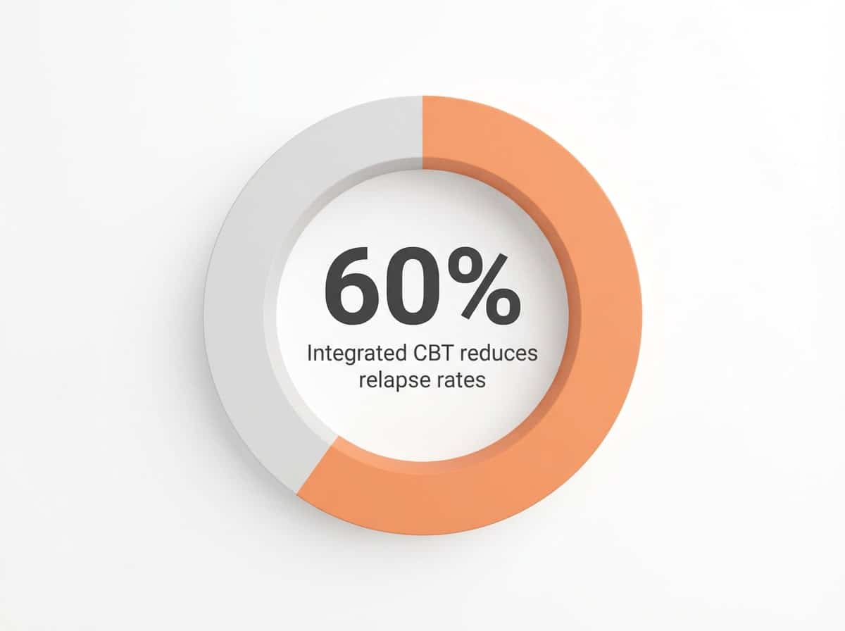 Infographic showing Relapse rate reduction with integrated CBT: 60%
