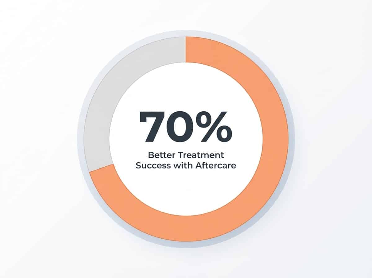 Infographic showing Higher Treatment Goal Achievement with Aftercare: 70%