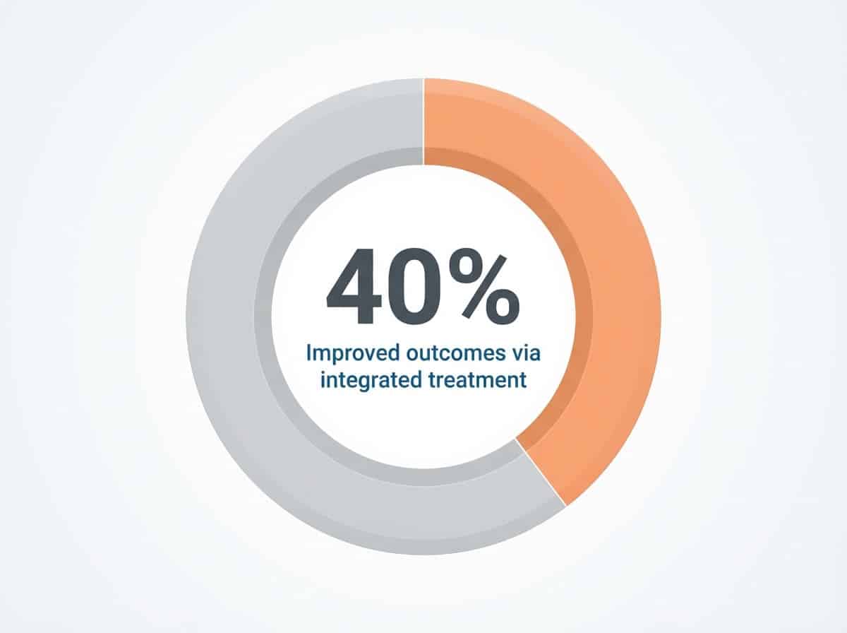Infographic showing Outcome improvement with integrated treatment for co-occurring conditions: 40%