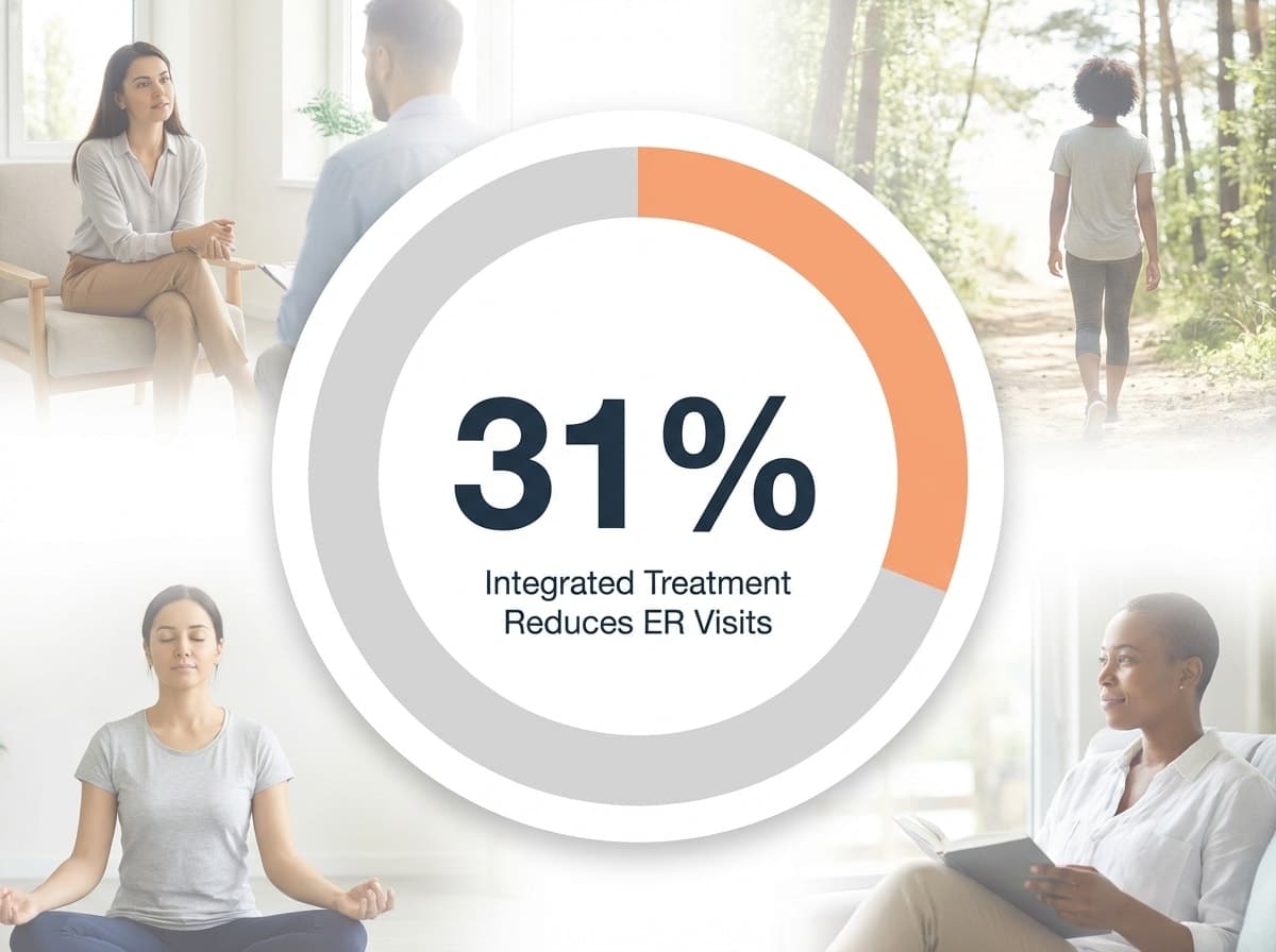 Infographic showing Reduction in Emergency Department Use with Integrated Treatment: 31%
