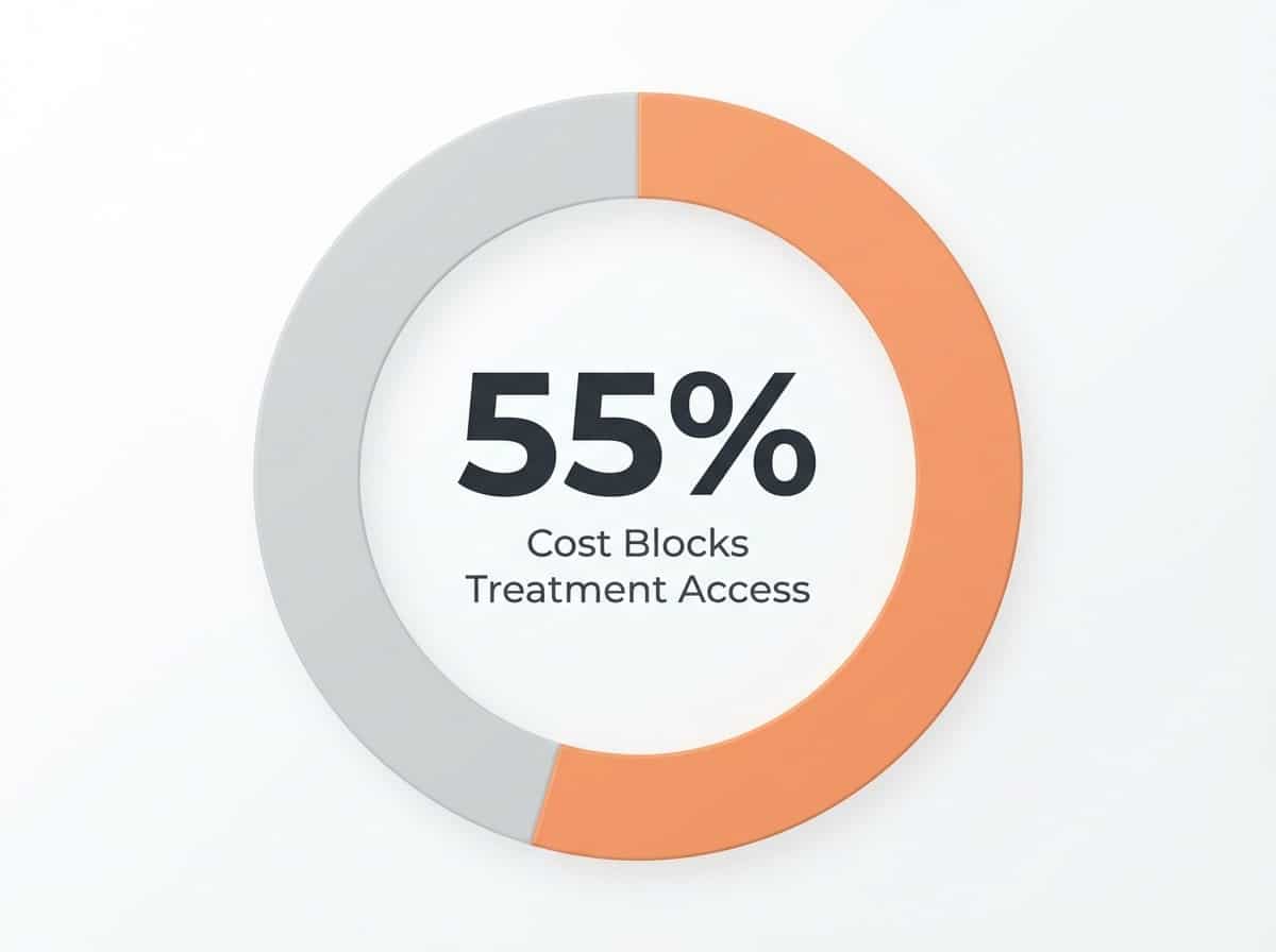 Infographic showing Cost as a Barrier for Untreated Individuals: 55%