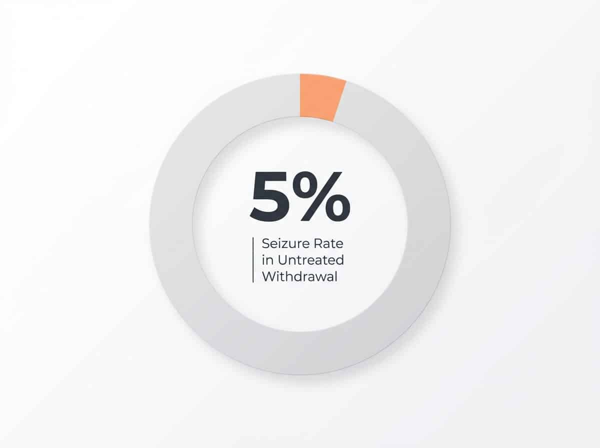 Infographic showing Percentage of Untreated Alcohol Withdrawal Patients Experiencing Seizures: 5%