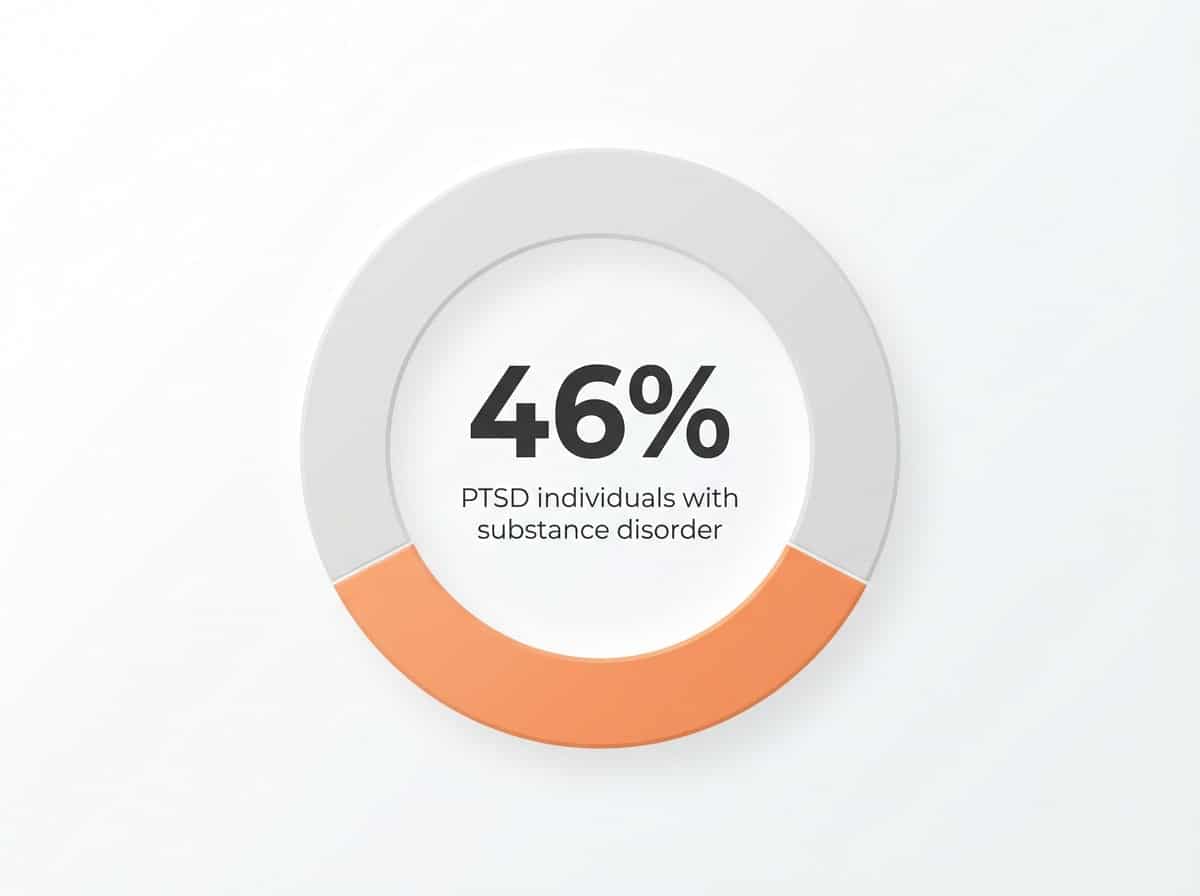 Infographic showing Percentage of Individuals with PTSD who also have a Substance Use Disorder: 46%