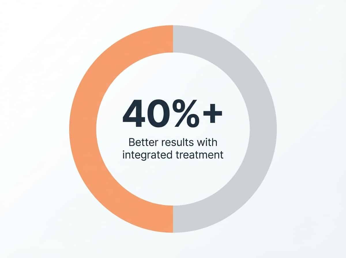 Infographic showing Improvement in Outcomes with Integrated Treatment: 40%+